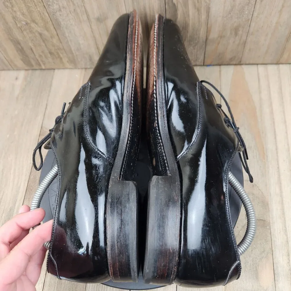 Mens Allen Edmonds Spencer‎ size 9 Black Patent Leather Oxford Dress Shoes
